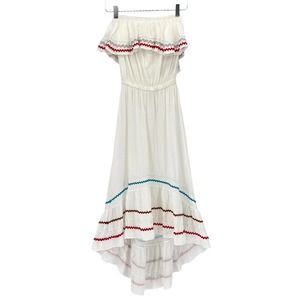 9seed Gauzy Tiered Hi-Low Strapless Maxi Dress White Swim Cover Up‎ Size Small